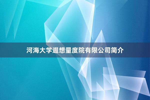 河海大学遐想量度院有限公司简介